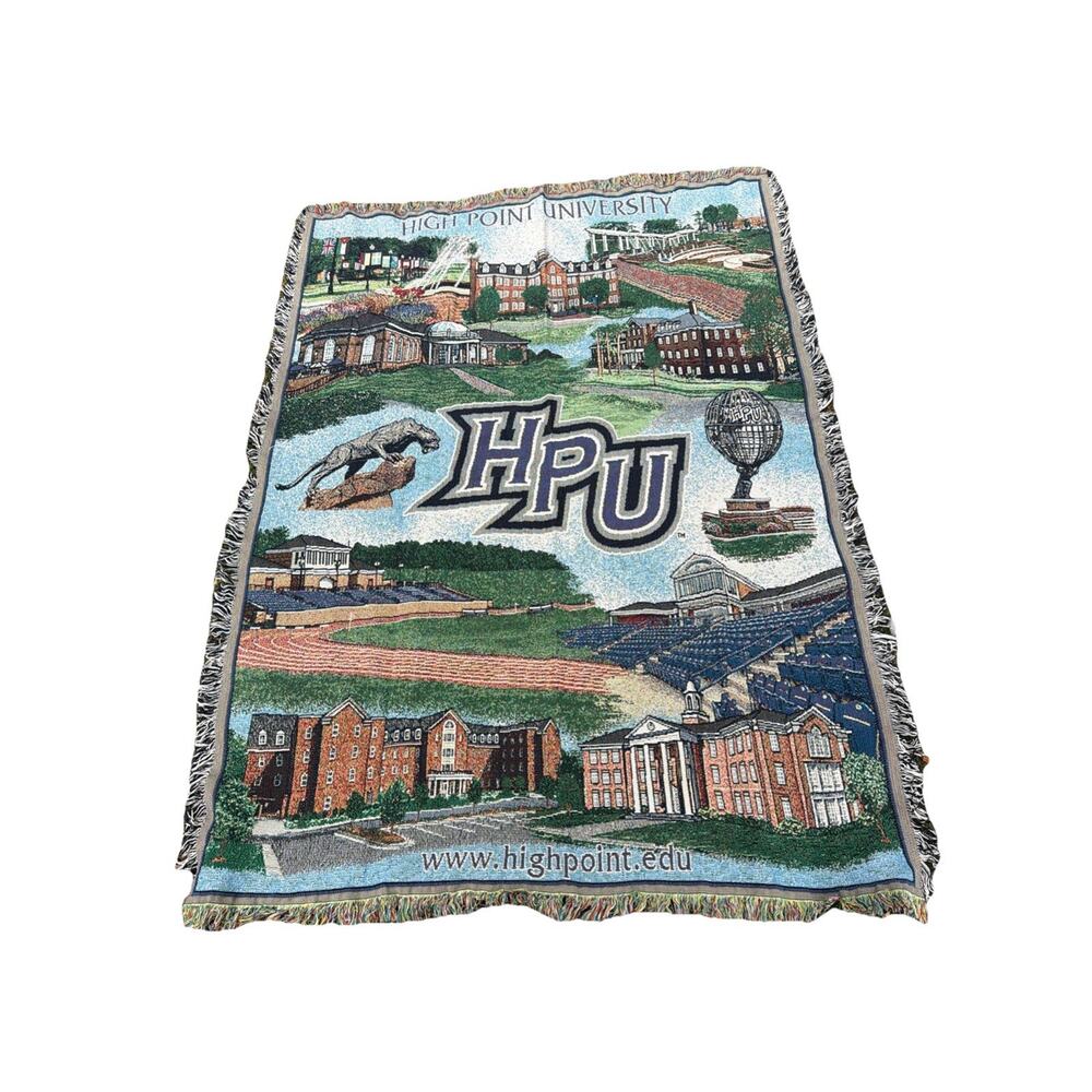 High Point University North Carolina HPU‎ Throw Blanket Afghan Logo College Y2K
